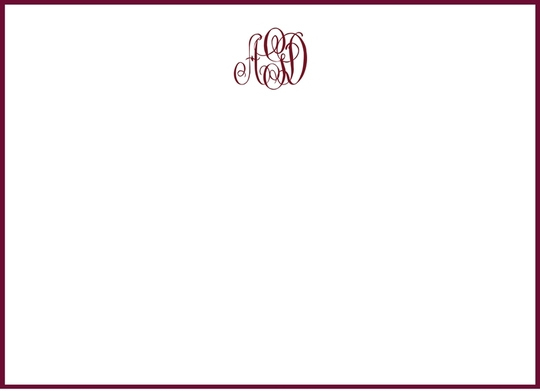 Wine Hand-Bordered Flat Note Cards - Raised Ink